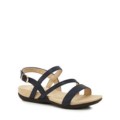 Navy 'Giorgio' mid heel wide fit sandals